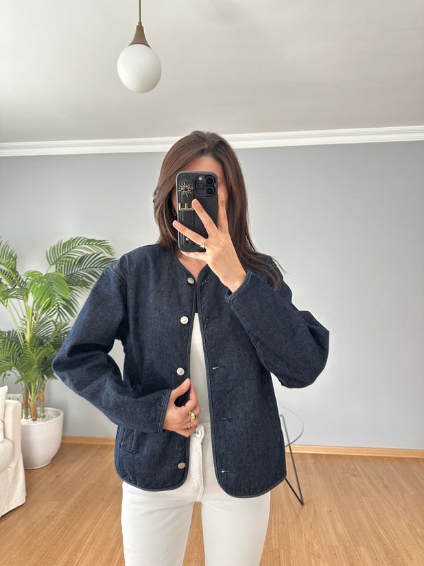 Düğmeli Denim Ceket 