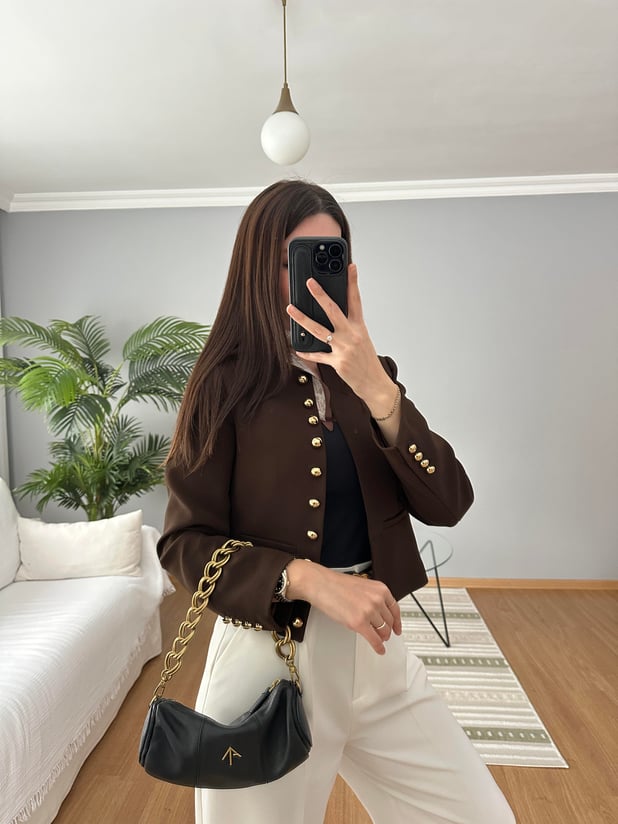 Fit Kesim Kısa Kahve Ceket