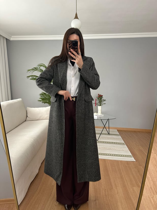 Füme Rengi Çizgili Meleni Kaban