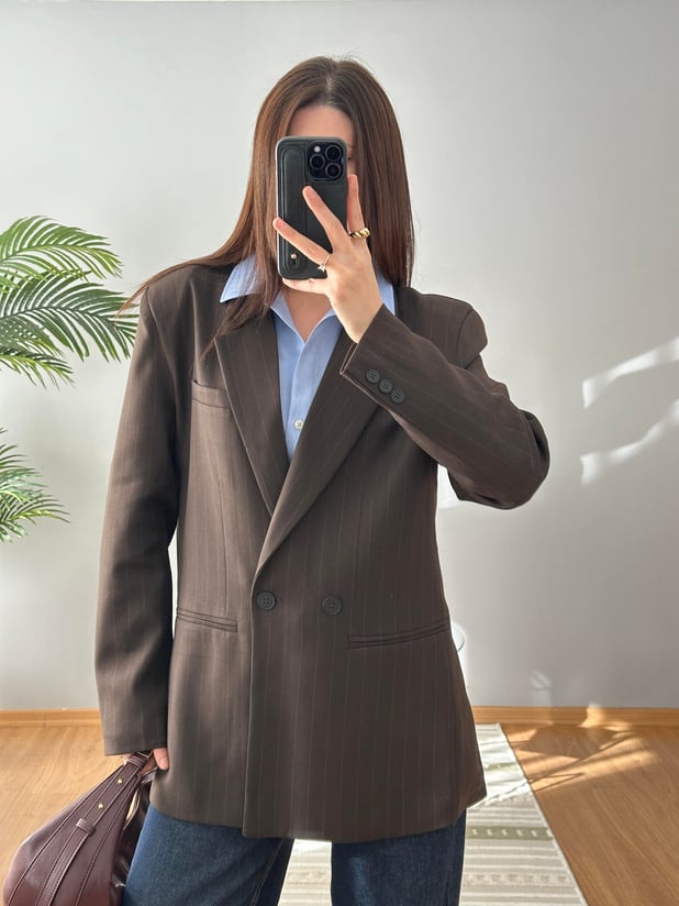 Geniş Kesim Kahve Rengi Blazer 