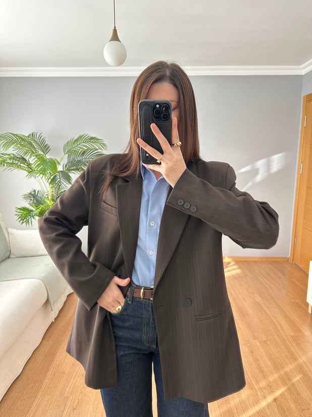 Geniş Kesim Kahve Rengi Blazer 