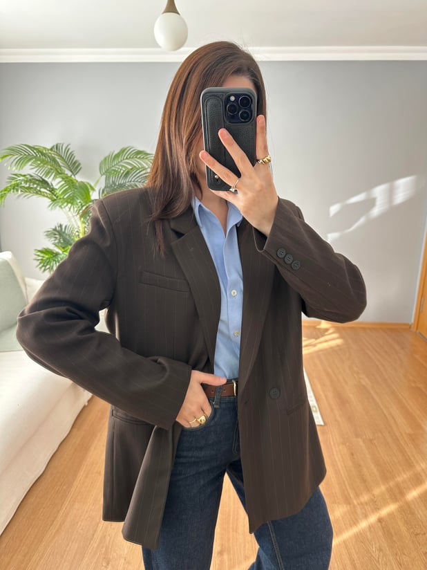 Geniş Kesim Kahve Rengi Blazer 