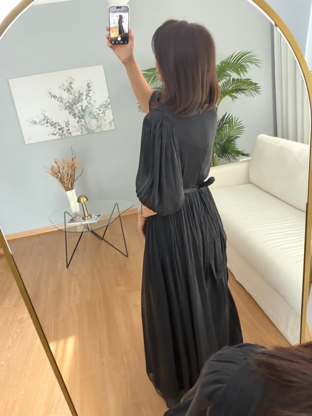Gia İthal Kumaş Siyah Renk Maxi Elbise 