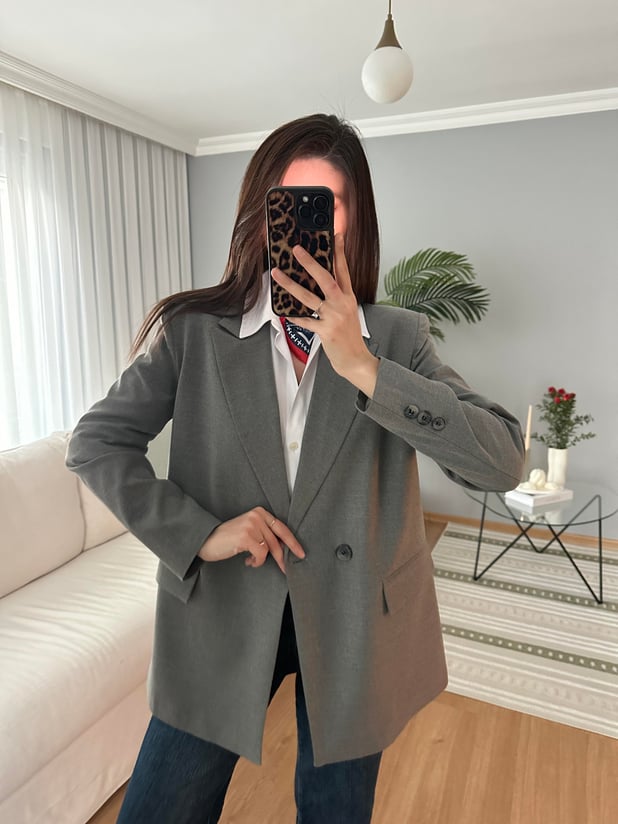 Gri Blazer Ceket 