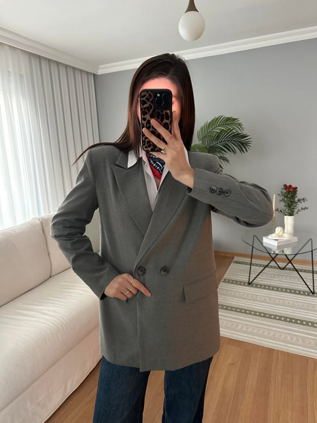 Gri Blazer Ceket 