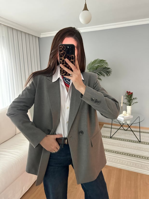 Gri Blazer Ceket 