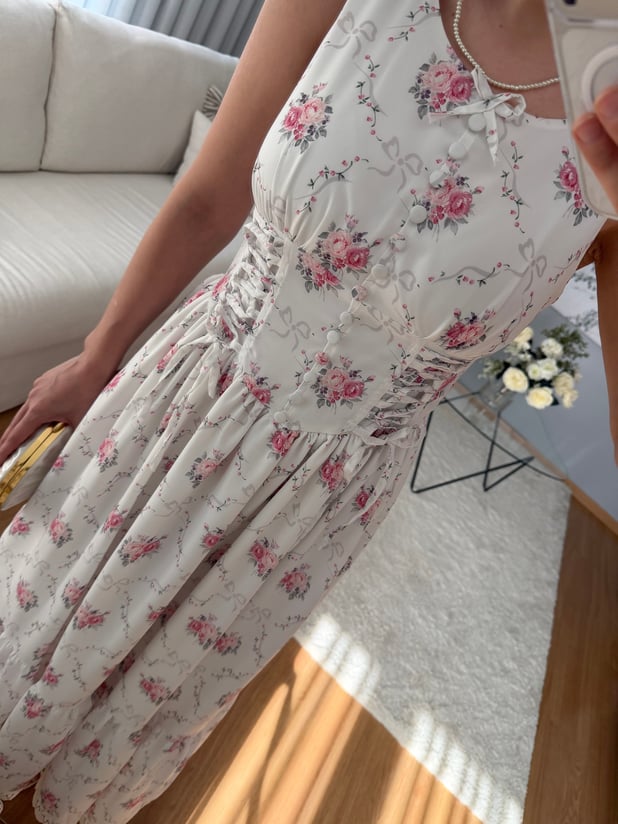Jasmim Korse Model Çiçekli Elbise