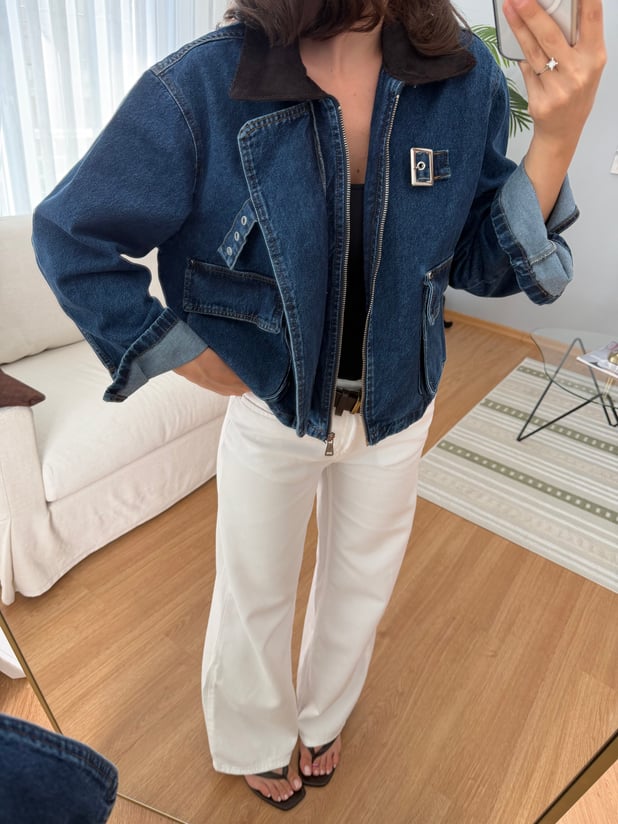 Kadife Yaka Denim Ceket