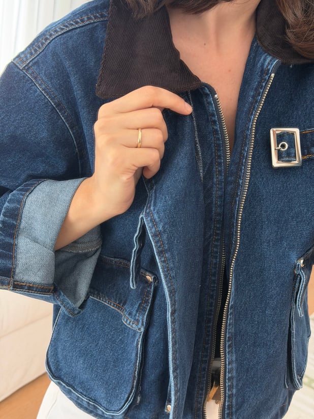 Kadife Yaka Denim Ceket