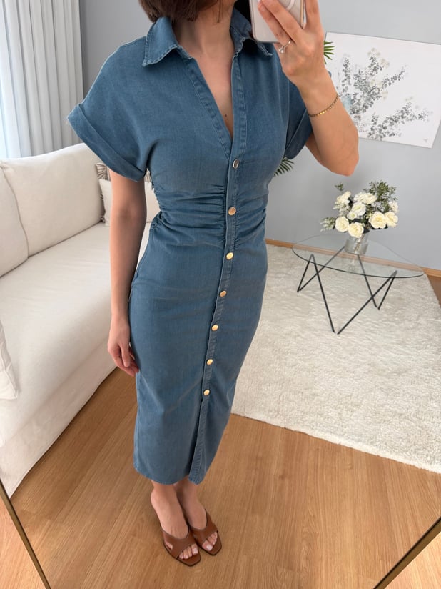Katerin Açık Denim Rengi Elbise
