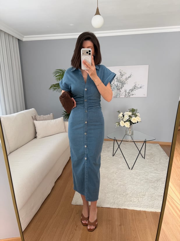 Katerin Açık Denim Rengi Elbise