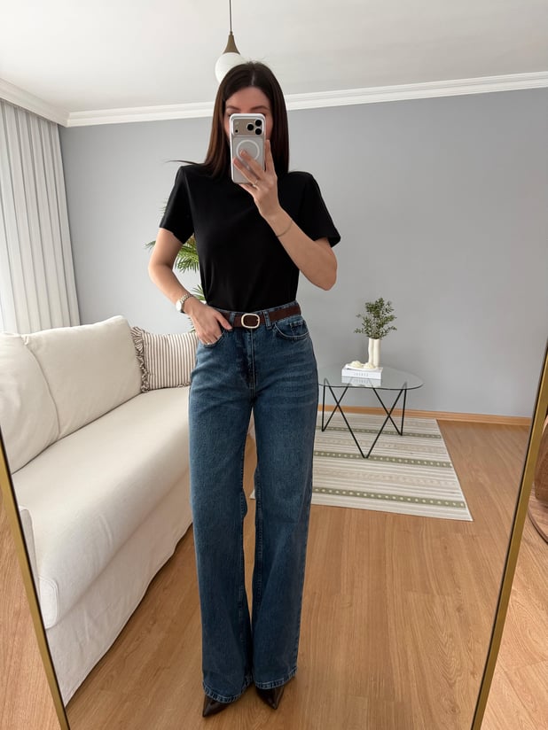 Kemerli Düz Kesim Jean