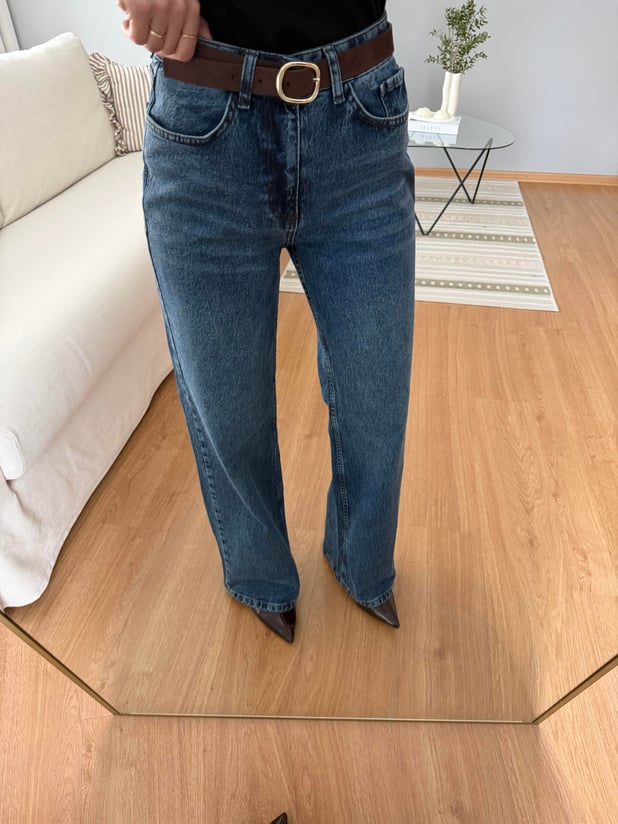 Kemerli Düz Kesim Jean
