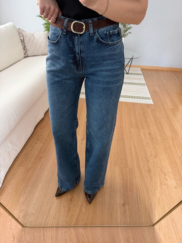 Kemerli Düz Kesim Jean