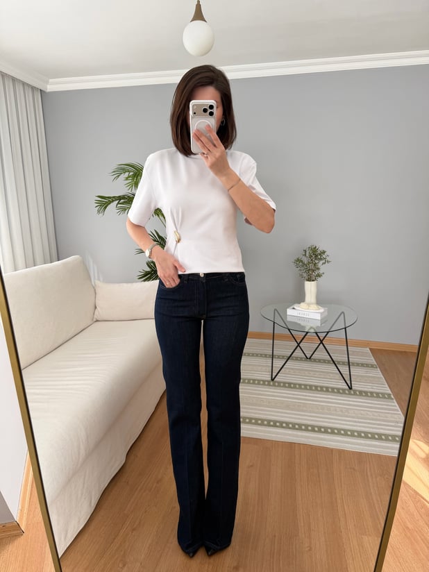 Koyu Lacivert Flare Kesim Jean