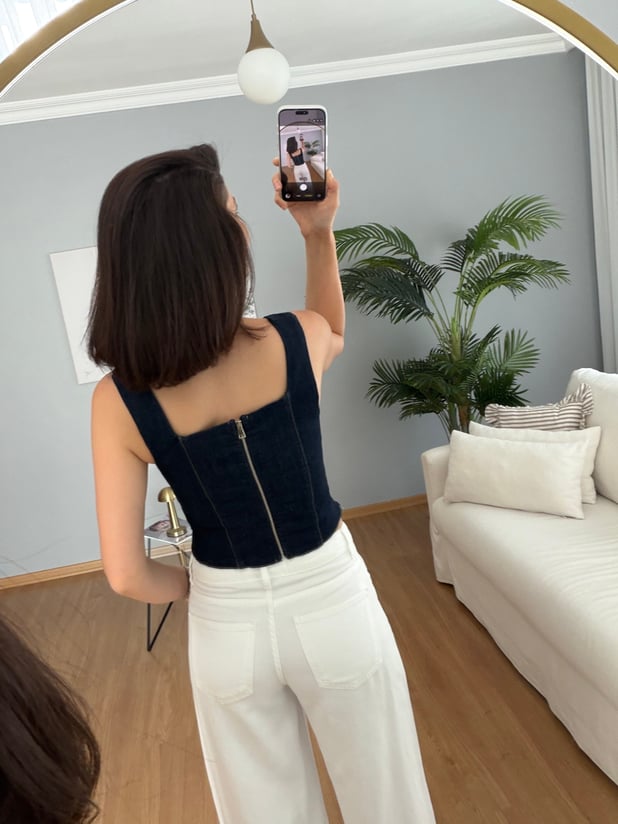 Kuşgözü Model Denim Büstiyer 