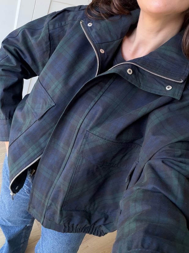 Lacivert Ekose Bomber Ceket