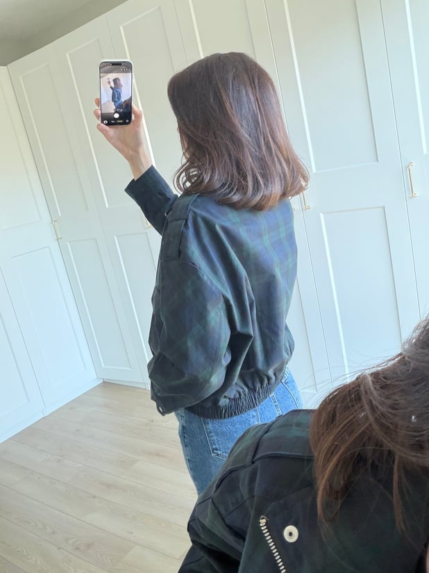 Lacivert Ekose Bomber Ceket