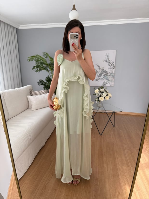 Liva Gül Detaylı Elbise