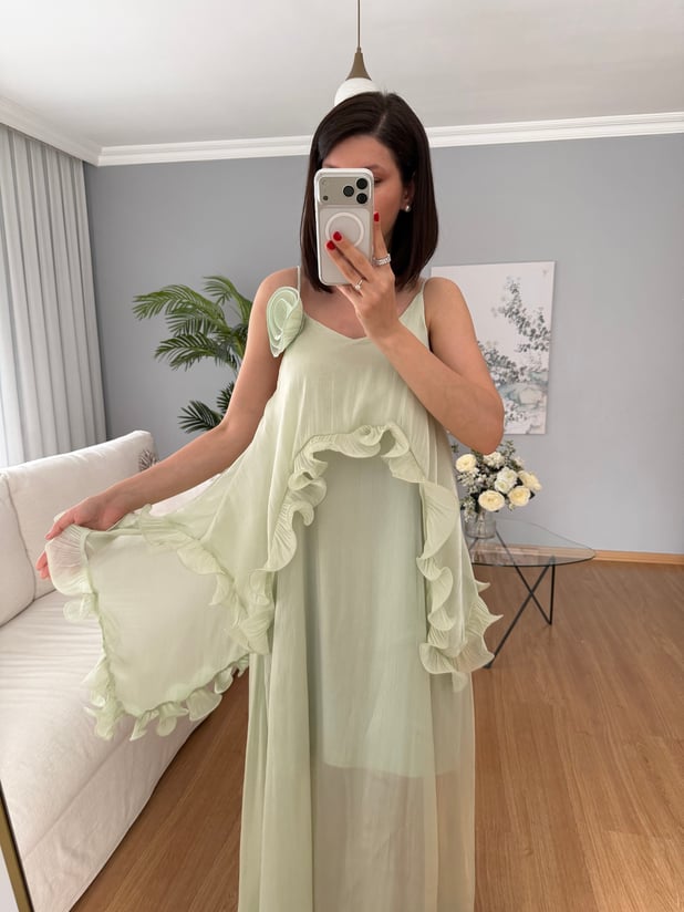 Liva Gül Detaylı Elbise