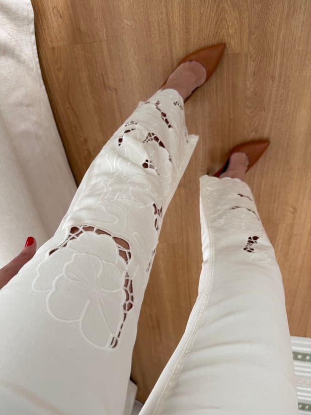 Marka Model Floral Desenli Ekru Jean 