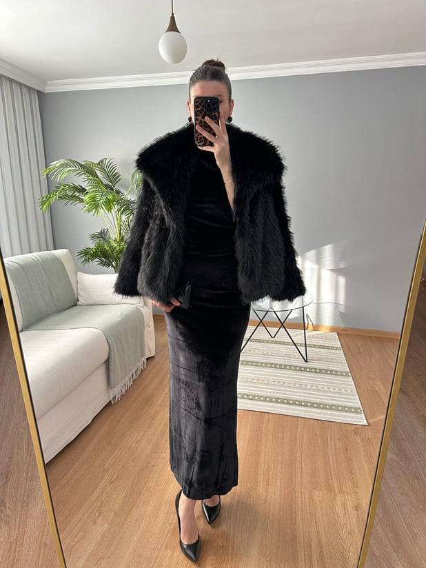 Maxi Boy Kadife Elbise