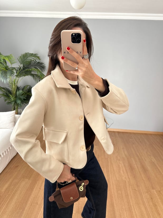 Nora Ekru Süet Ceket 