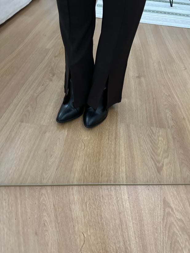 Paça Yırtmaçlı Beli Lastikli Kahve Pantolon