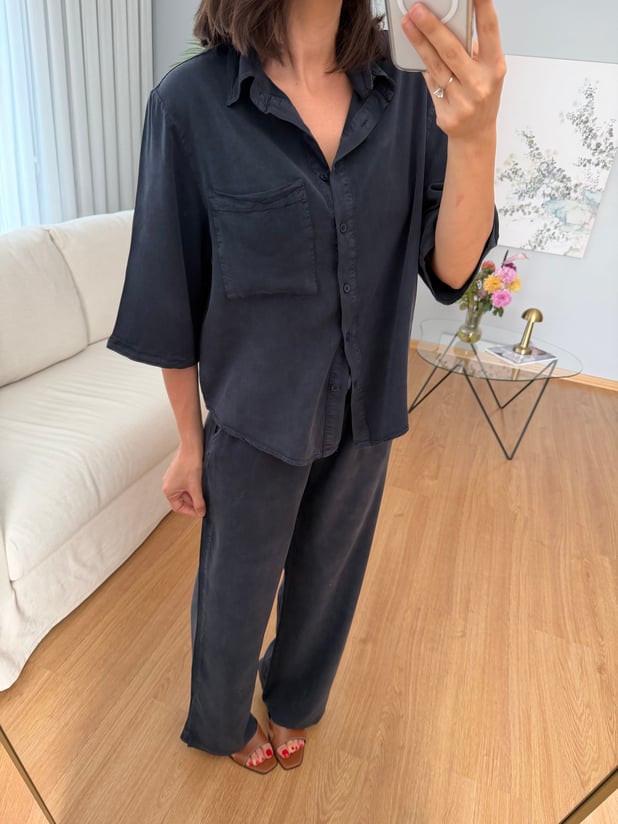 Paline Lacivert Renk Tencel Takım