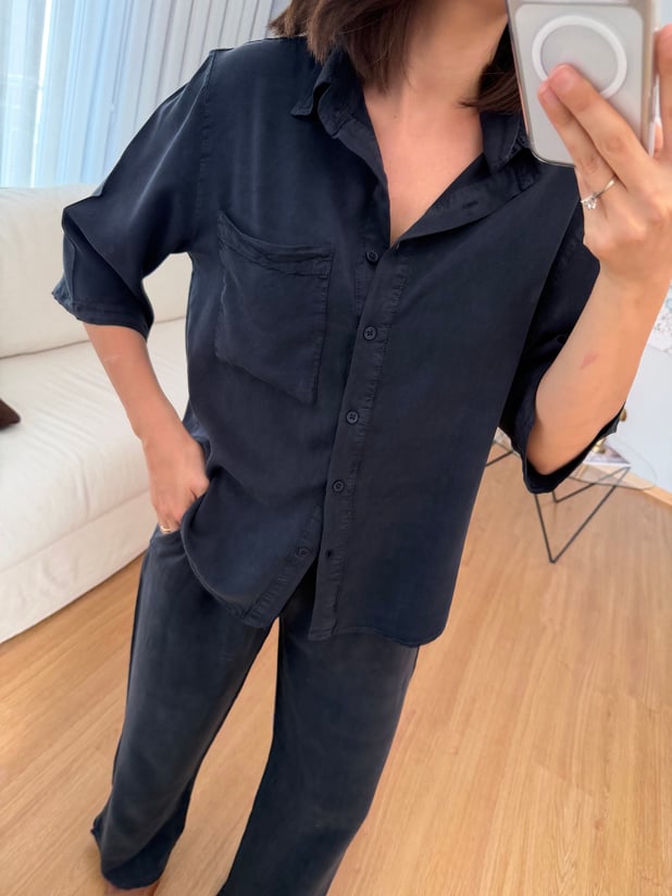 Paline Lacivert Renk Tencel Takım