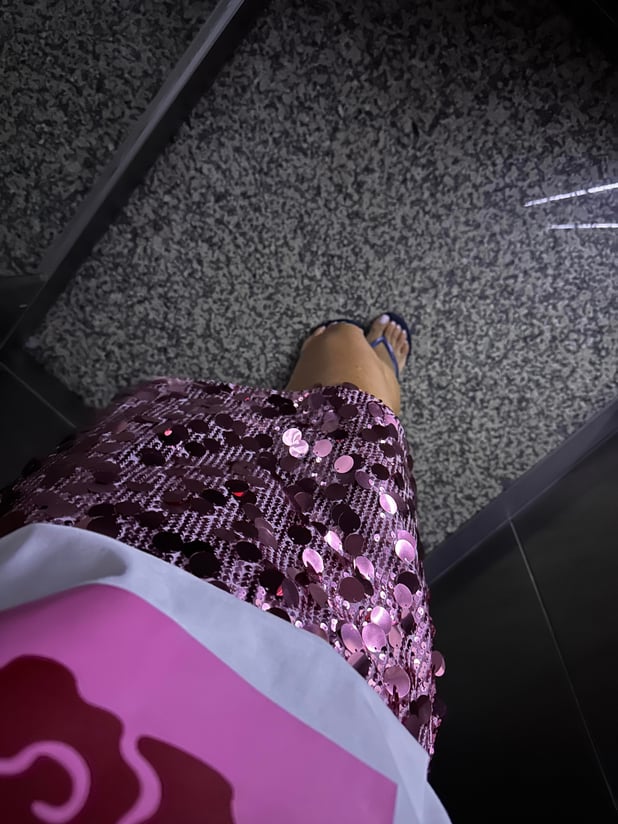 Pembe Pul Payet Etek