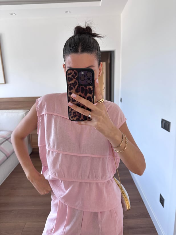 Peony Pembe Keten Takım