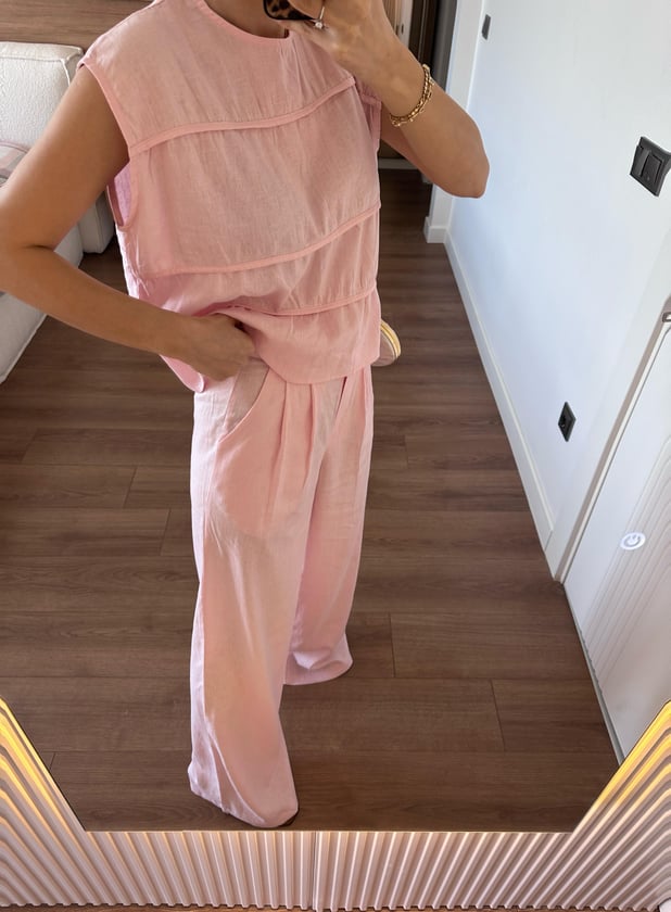 Peony Pembe Keten Takım