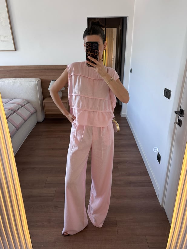 Peony Pembe Keten Takım