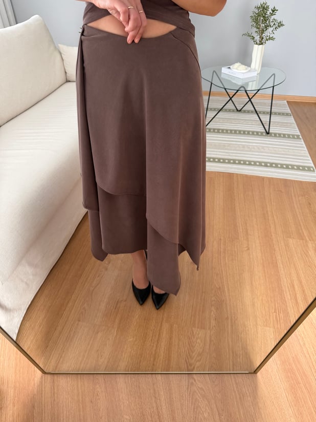 Pivoine Kahve Rengi Etekli Takım