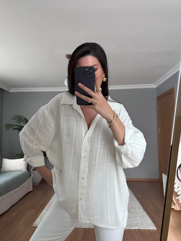 Premium Keten Beyaz Gömlek