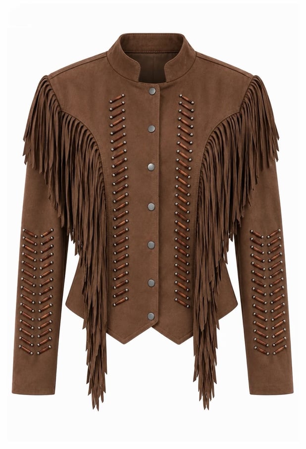 Püsküllü Süet Western Ceket