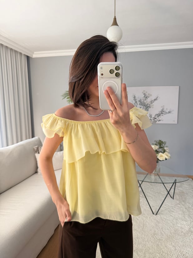 Rovienne Sarı Fırfır Bluz