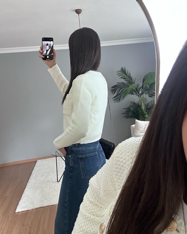 Sık Örme Gold Düğmeli Ekru Hırka 