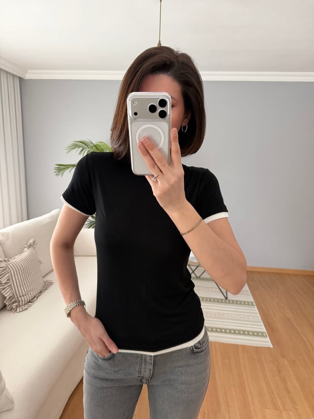 Siyah Çift Tişört