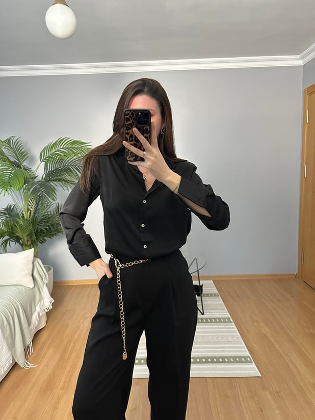 Siyah Saten Gömlek