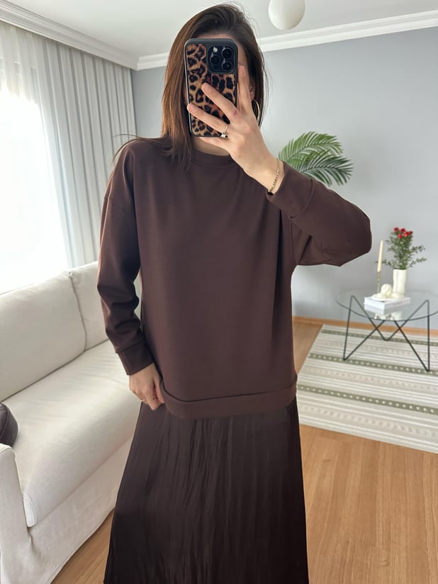 Orj Model Sweat Saten Elbise 