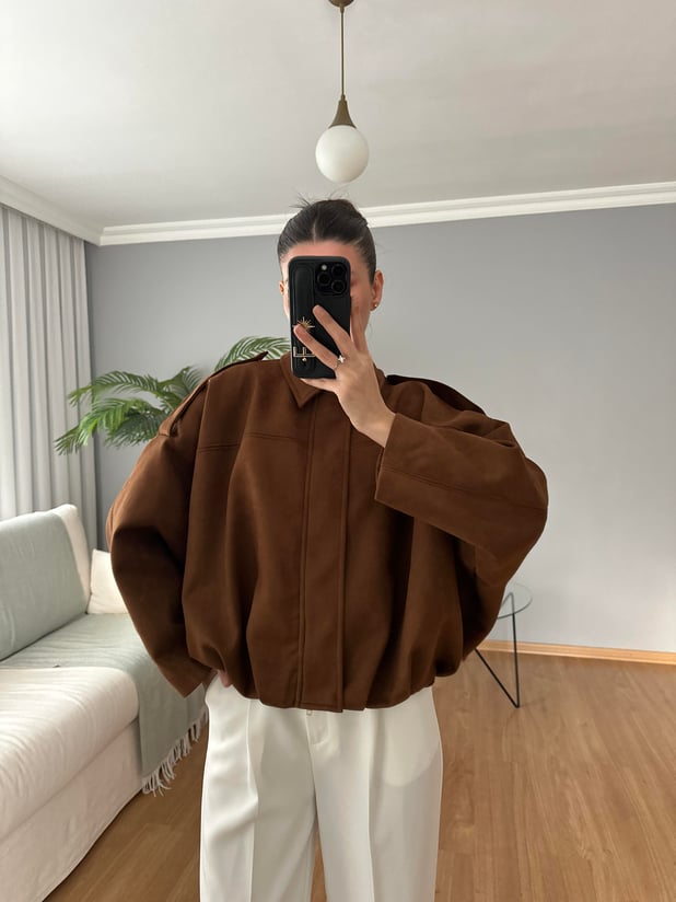 Taba Bomber Süet Ceket  