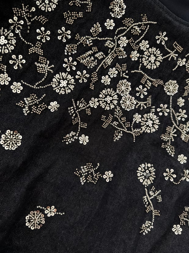 Taş İşlemeli Denim Ceket