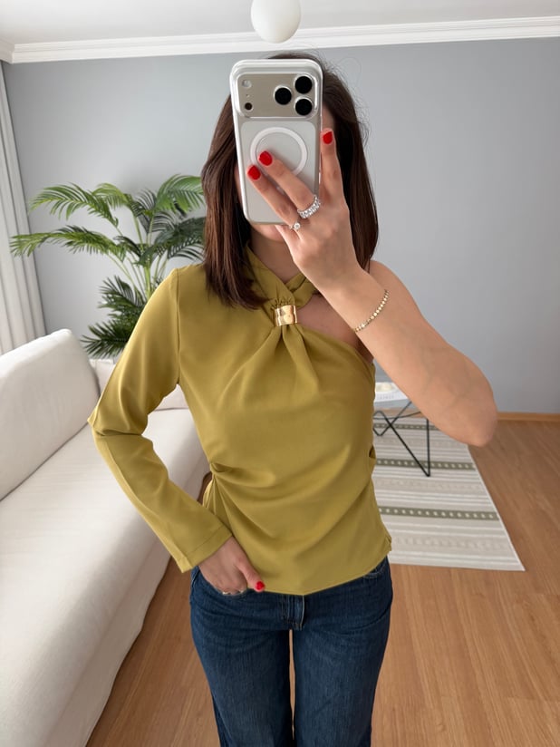 Tiffany Yağ Yeşili Bluz