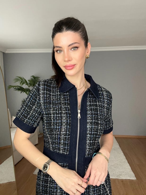 Tüvit Fermuarlı Elbise