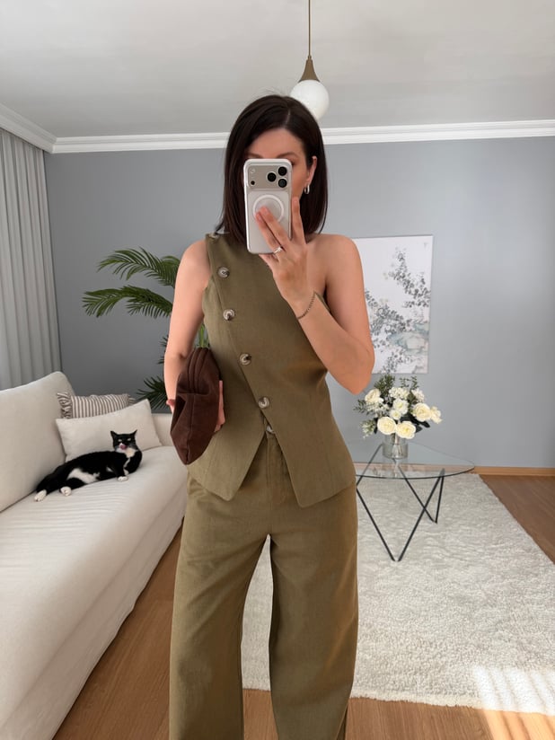 Tyra Haki Renk Keten Takım