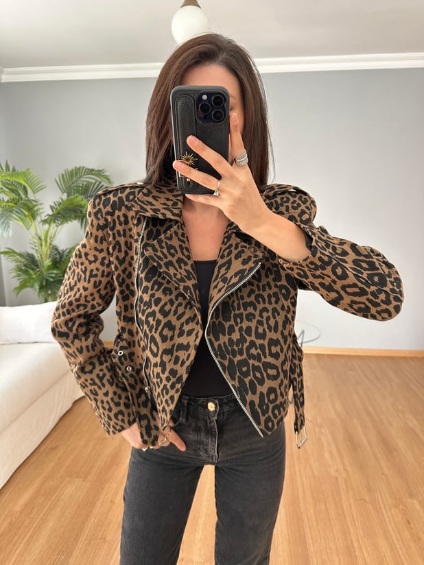 Vatkalı Leopar Ceket