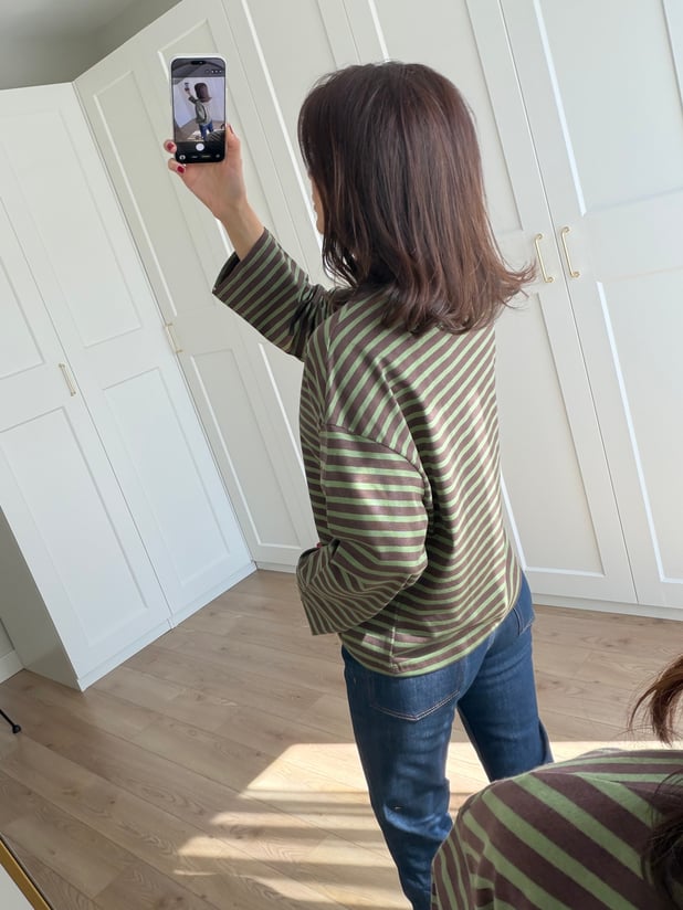 Yeşil Kahve Çizgili Sweatshirt 