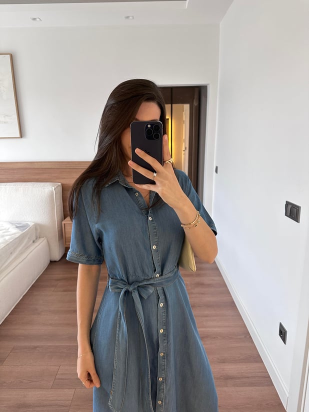 Yumuşak Denim Elbise 